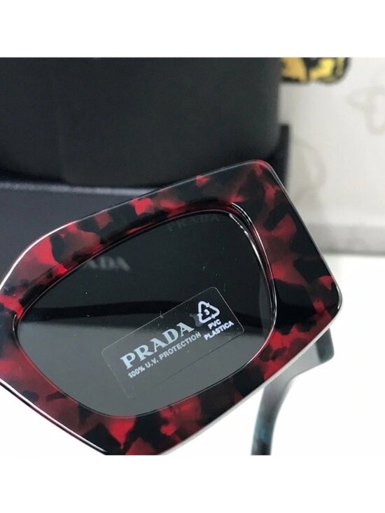 New Authentic Prada Red Tortoise Shell Sunglasses